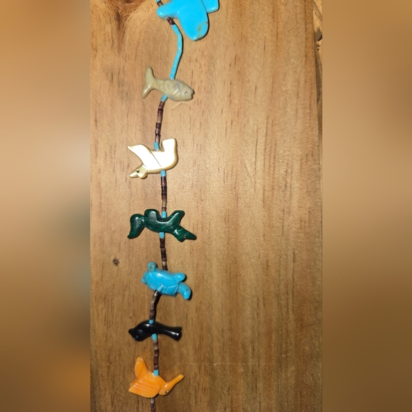 BEAUTIFUL Multi-Color GEM STONE FETISH Necklace Apprx 27" - Picture 3 of 3